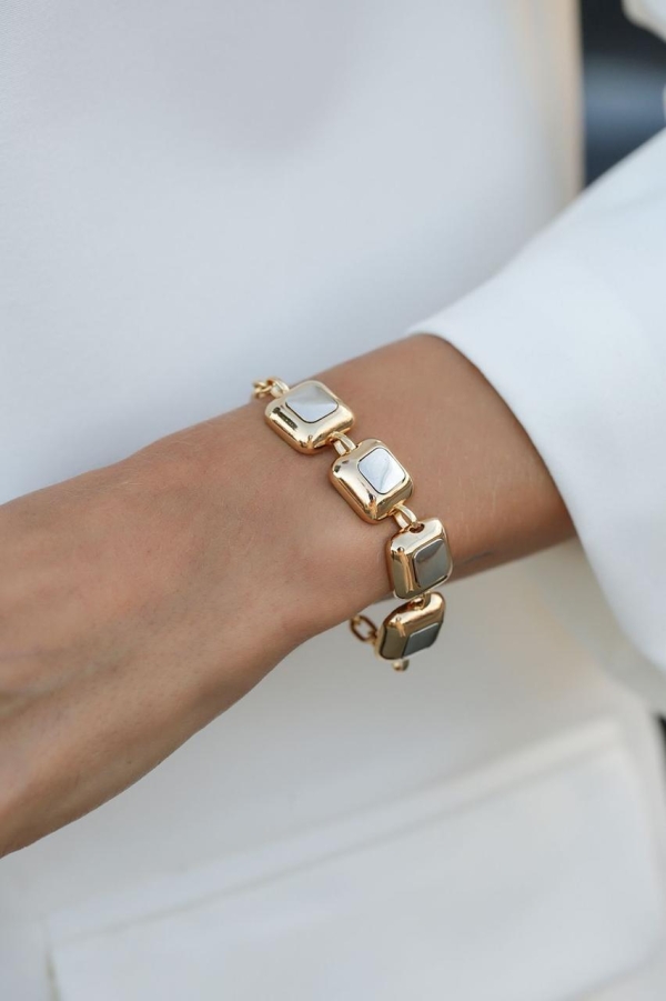 Pulseira Elos Quadrados Bicolor Muse