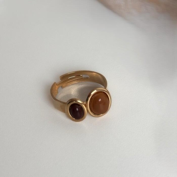 Anel Ajustável Boho Marrom e Caramelo
