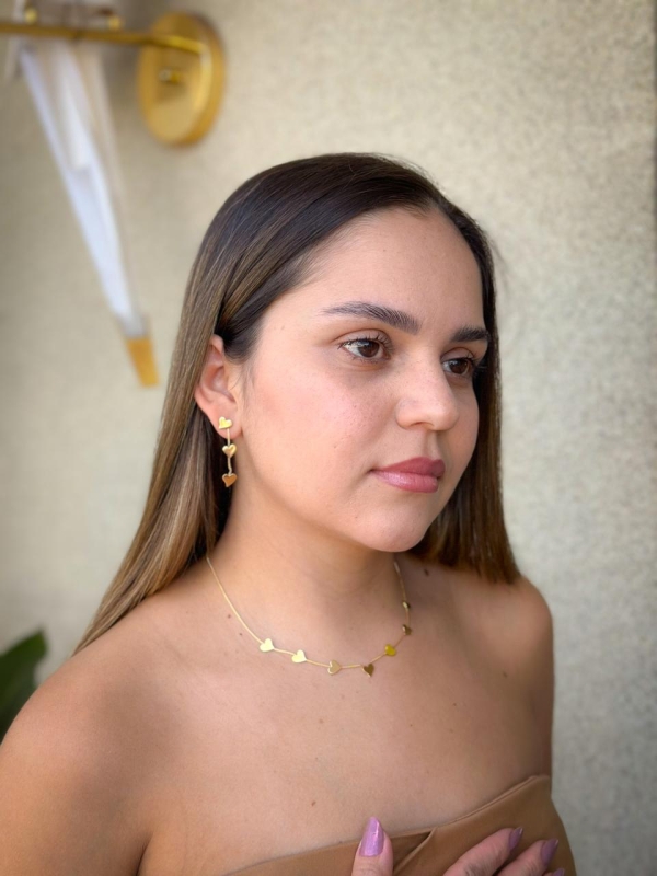 Conjunto Coração Gold Amabile