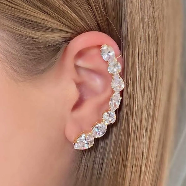 Brinco Earcuff Pedras e Cristais