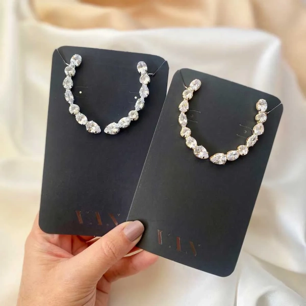Brinco Earcuff Pedras e Cristais - Imagem 2