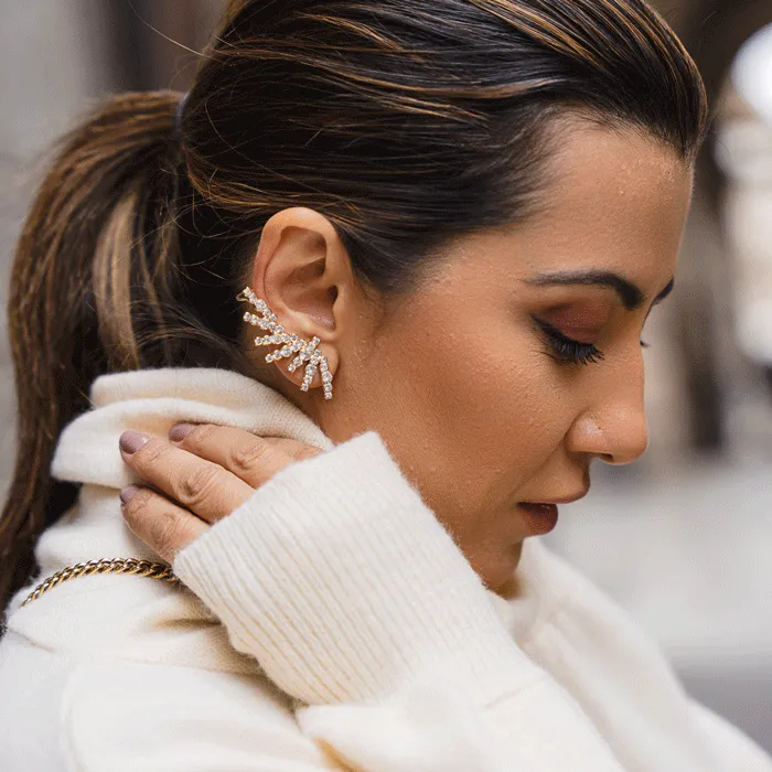 Brinco Earcuff Raios Zircônia