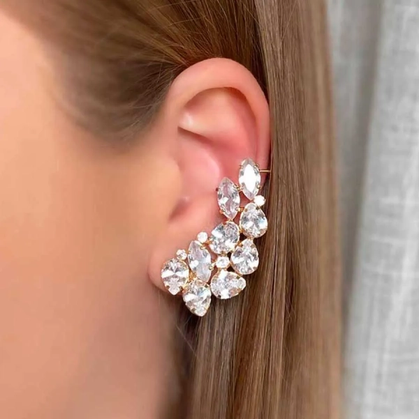 Brinco Earcuff Zircônia Navete