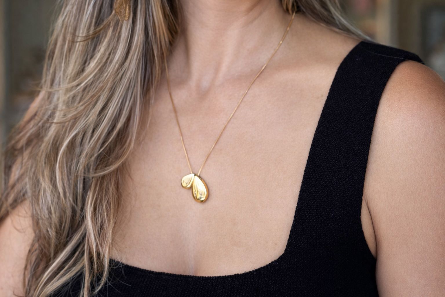 Colar Gota Dupla Banhado no ouro 18