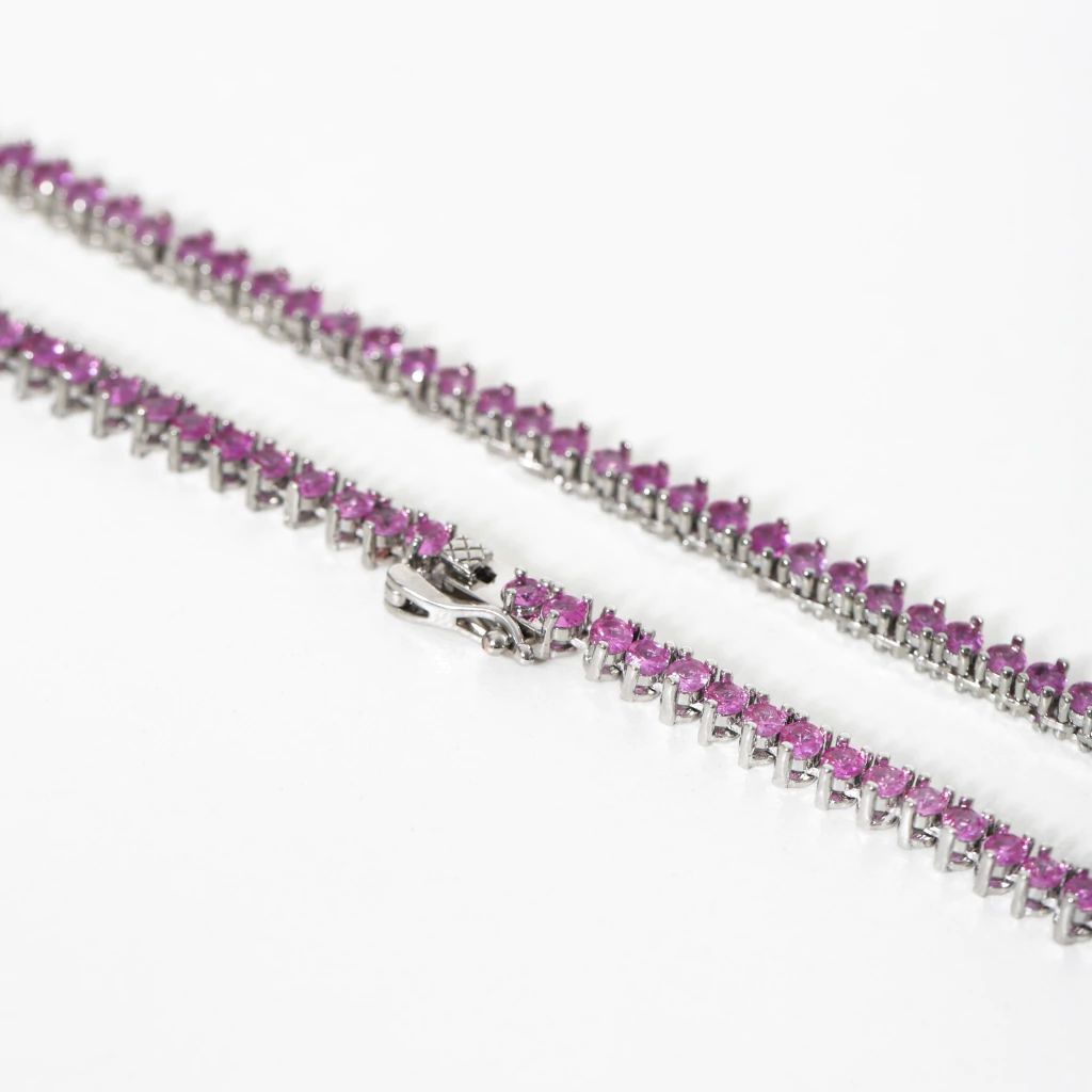 Choker Riviera Luxo Pink 3 Pontas cravejado na Zircônia - Banho a Ródio - Imagem 2