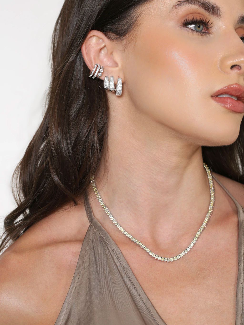 Choker Riviera Luxo Citrino 3 Pontas Cravejado na Zircônia - Banho a Ródio - Imagem 2