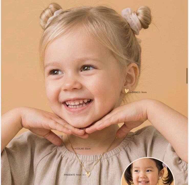 Conjunto Infantil Borboleta Lisa - Banho a Ouro 18k