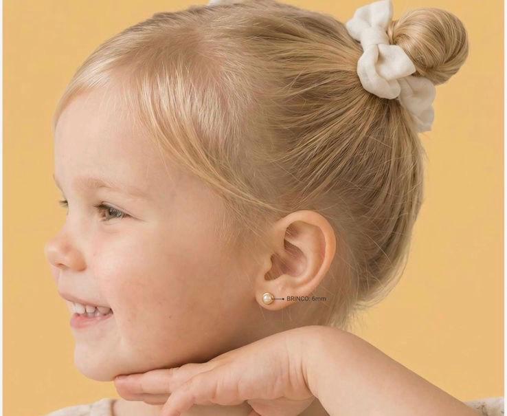 Brinco Infantil Pérola - Banho a Ouro 18k